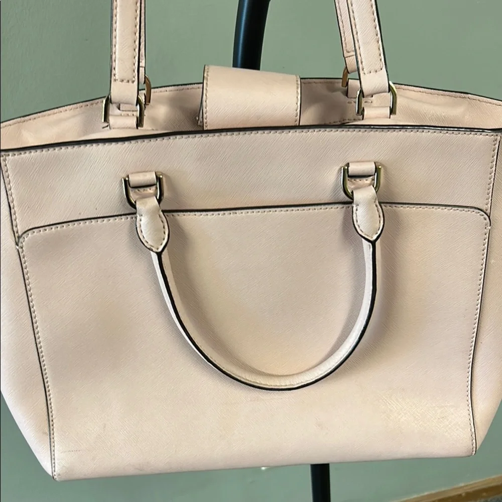 Michael Kors Pale Pink Leather Tote with Gold Hardware